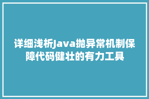 详细浅析Java抛异常机制保障代码健壮的有力工具 百度SEO