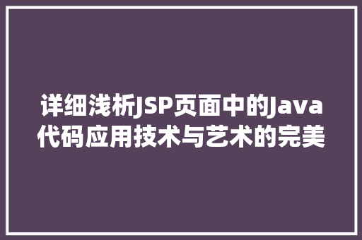 详细浅析JSP页面中的Java代码应用技术与艺术的完美结合 神马SEO