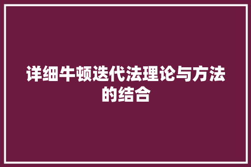 详细牛顿迭代法理论与方法的结合 必应SEO