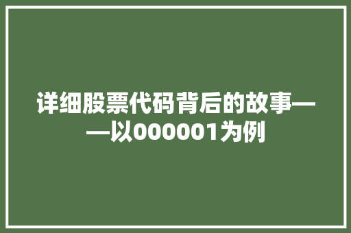 详细股票代码背后的故事——以000001为例 神马SEO