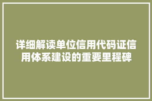 详细解读单位信用代码证信用体系建设的重要里程碑 网站建设公司