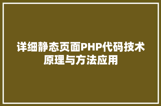 详细静态页面PHP代码技术原理与方法应用