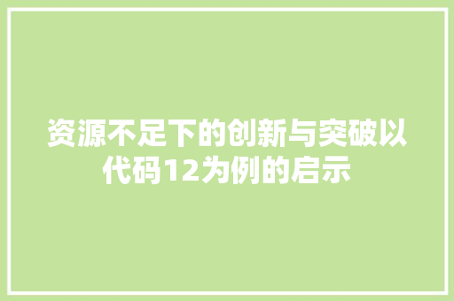 资源不足下的创新与突破以代码12为例的启示 神马SEO