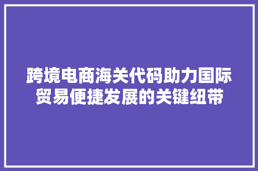 跨境电商海关代码助力国际贸易便捷发展的关键纽带