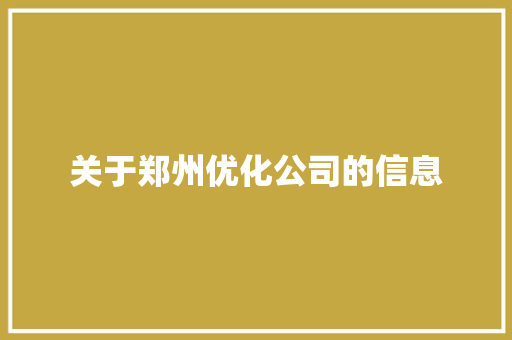 关于郑州优化公司的信息 关于郑州优化公司的信息 网站建设公司