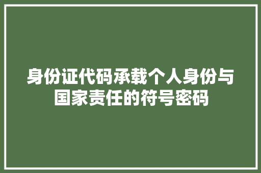 身份证代码承载个人身份与国家责任的符号密码 百度SEO