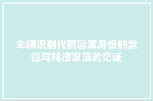 车辆识别代码国家身份的象征与科技发展的见证 百度SEO