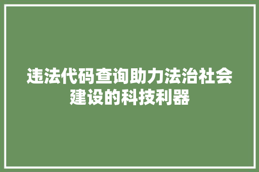 违法代码查询助力法治社会建设的科技利器