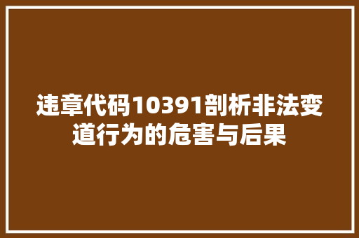 违章代码10391剖析非法变道行为的危害与后果 网站建设公司
