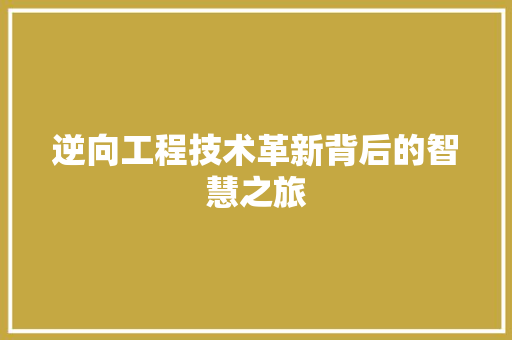 逆向工程技术革新背后的智慧之旅 SEO关键词