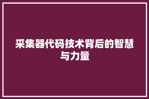 采集器代码技术背后的智慧与力量 神马SEO