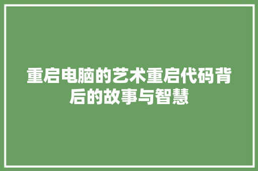 重启电脑的艺术重启代码背后的故事与智慧