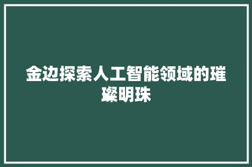 金边探索人工智能领域的璀璨明珠
