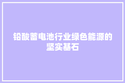 铅酸蓄电池行业绿色能源的坚实基石 网站建设公司