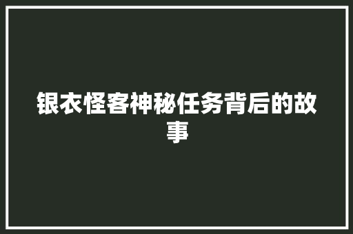 银衣怪客神秘任务背后的故事 神马SEO