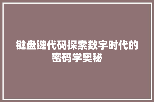 键盘键代码探索数字时代的密码学奥秘 SEO关键词