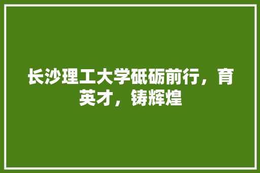 长沙理工大学砥砺前行，育英才，铸辉煌 搜狗SEO