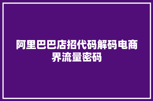 阿里巴巴店招代码解码电商界流量密码 百度SEO