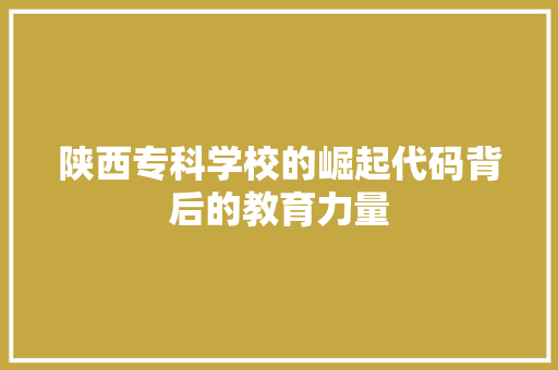 陕西专科学校的崛起代码背后的教育力量 百度SEO