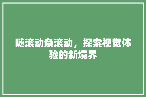 随滚动条滚动,探索视觉体验的新境界 必应SEO 随滚动条滚动,探索视觉体验的新境界 必应SEO