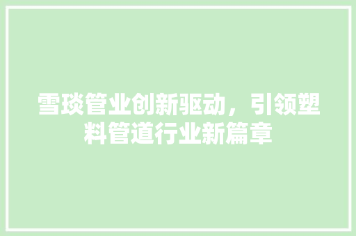 雪琰管业创新驱动，引领塑料管道行业新篇章 神马SEO