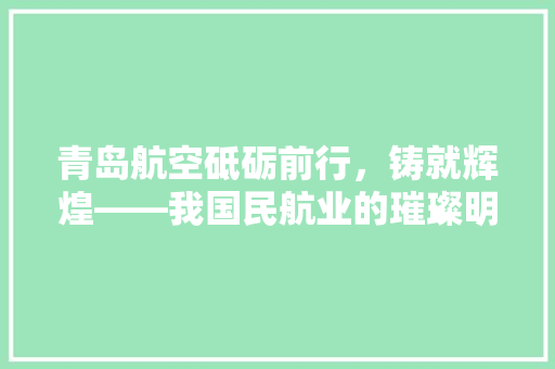 青岛航空砥砺前行，铸就辉煌——我国民航业的璀璨明珠