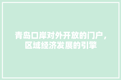 青岛口岸对外开放的门户，区域经济发展的引擎 必应SEO