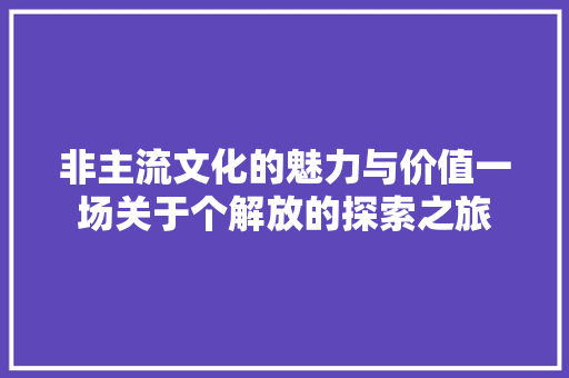 非主流文化的魅力与价值一场关于个解放的探索之旅 网站建设公司