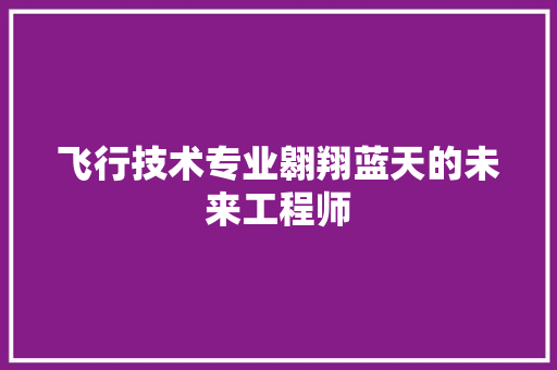 飞行技术专业翱翔蓝天的未来工程师 网站建设公司