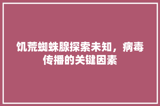 饥荒蜘蛛腺探索未知，病毒传播的关键因素 网站建设公司