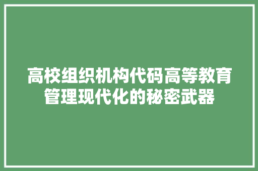 高校组织机构代码高等教育管理现代化的秘密武器 百度SEO 高校组织机构代码高等教育管理现代化的秘密武器 百度SEO
