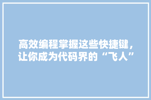 高效编程掌握这些快捷键，让你成为代码界的“飞人” 必应SEO