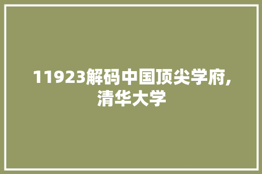 11923解码中国顶尖学府,清华大学