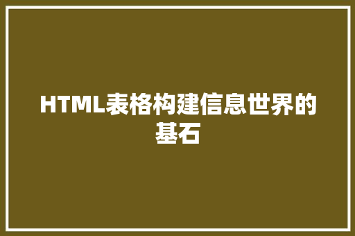 HTML表格构建信息世界的基石 SEO关键词