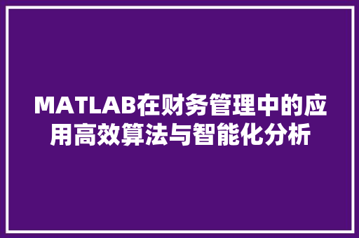 MATLAB在财务管理中的应用高效算法与智能化分析
