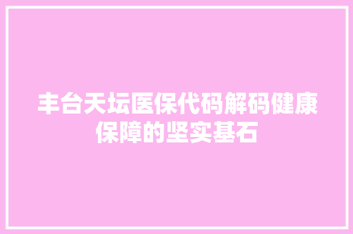 丰台天坛医保代码解码健康保障的坚实基石