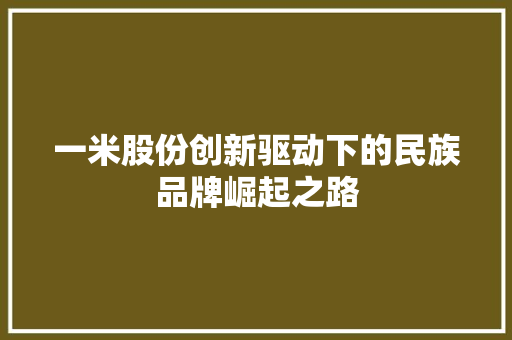 一米股份创新驱动下的民族品牌崛起之路 搜狗SEO