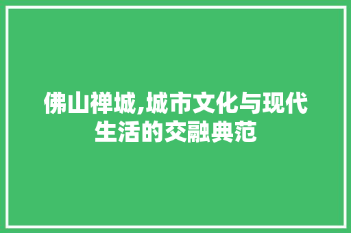 佛山禅城,城市文化与现代生活的交融典范