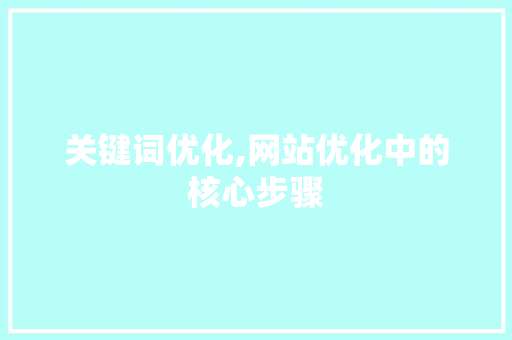 关键词优化,网站优化中的核心步骤 网站建设公司