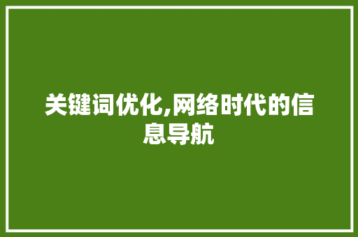 关键词优化,网络时代的信息导航 必应SEO