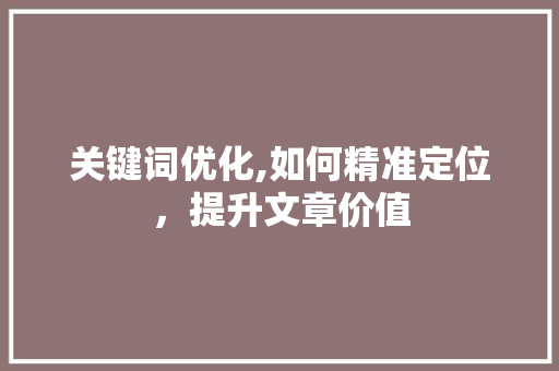 关键词优化,如何精准定位，提升文章价值 神马SEO