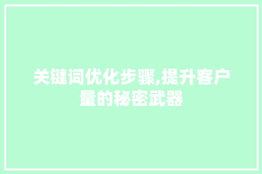 关键词优化步骤,提升客户量的秘密武器