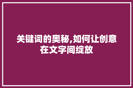 关键词的奥秘,如何让创意在文字间绽放