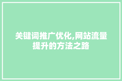 关键词推广优化,网站流量提升的方法之路