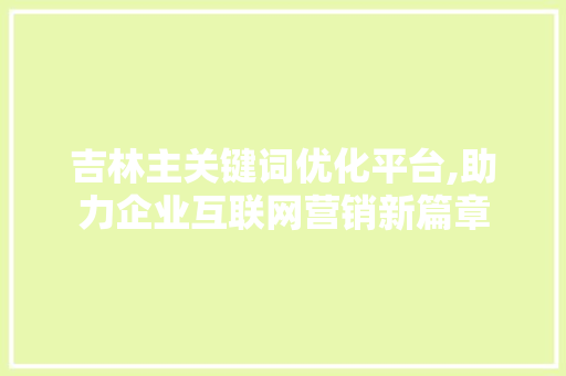 吉林主关键词优化平台,助力企业互联网营销新篇章