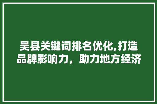 吴县关键词排名优化,打造品牌影响力，助力地方经济发展