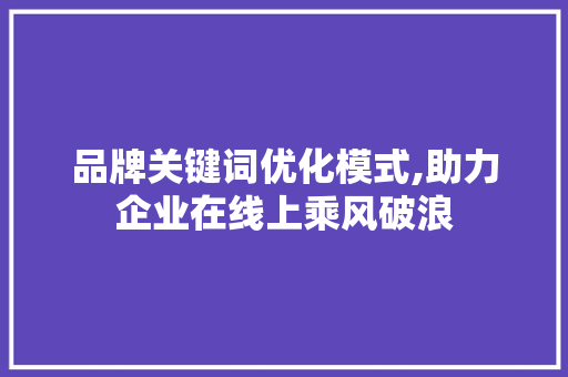 品牌关键词优化模式,助力企业在线上乘风破浪 百度SEO
