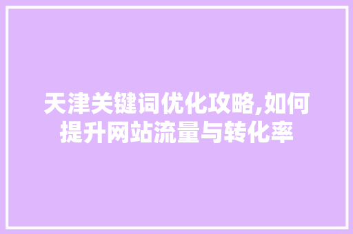 天津关键词优化攻略,如何提升网站流量与转化率 百度SEO 天津关键词优化攻略,如何提升网站流量与转化率 百度SEO