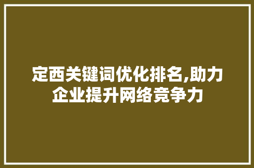 定西关键词优化排名,助力企业提升网络竞争力