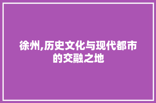 徐州,历史文化与现代都市的交融之地
